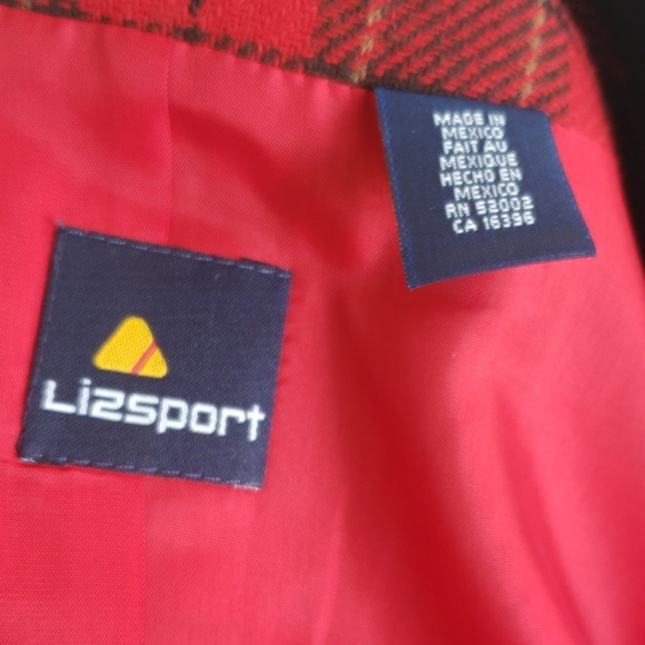 SOLD Vintage 90s Wool Blend Plaid Lizsports Jacket - Picture 6 of 7